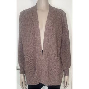 Debut Open Front Ribbed Knit Cardigan